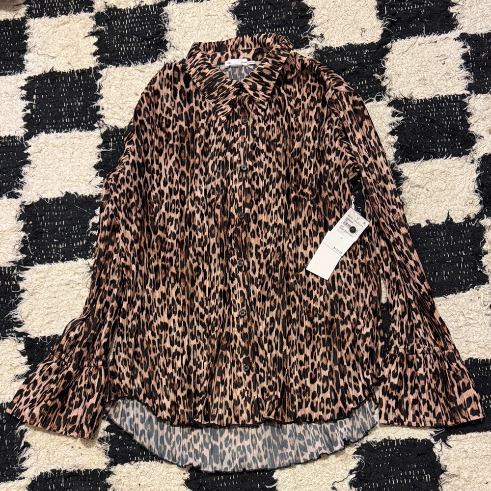 Good American Animal Print Button Down Shirt